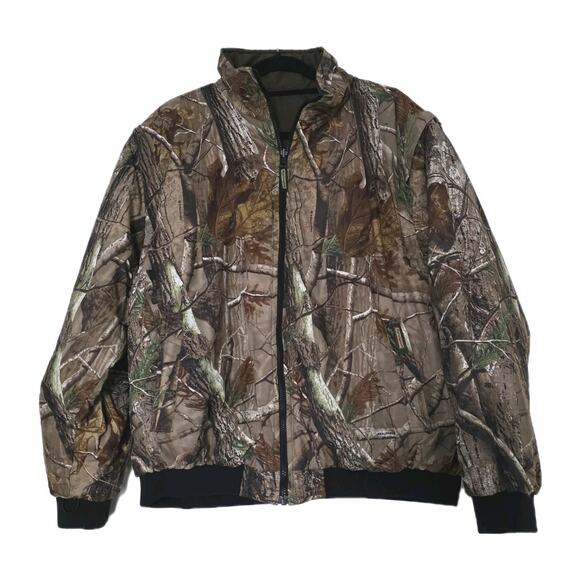 Remington Camo Reversible Hunting Puffer Jacket Mens L Green Realtree Pockets - Picture 1 of 10